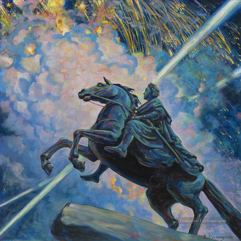 FIREWORKS THE BRONZE HORSEMAN Boris Mikhailovich Kustodiev Peintures à l'huile